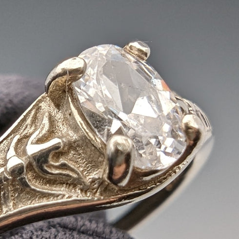 British vintage jewelry zirconia sterling silver ring